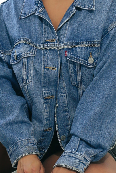 ALANA- Levi's Chain Trim Denim Jacket- BLUE